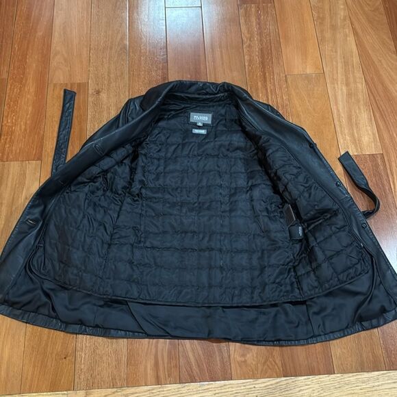 Wilsons Vintage Leather Black Belted Lined Jacket Size M - Picture 6 of 11